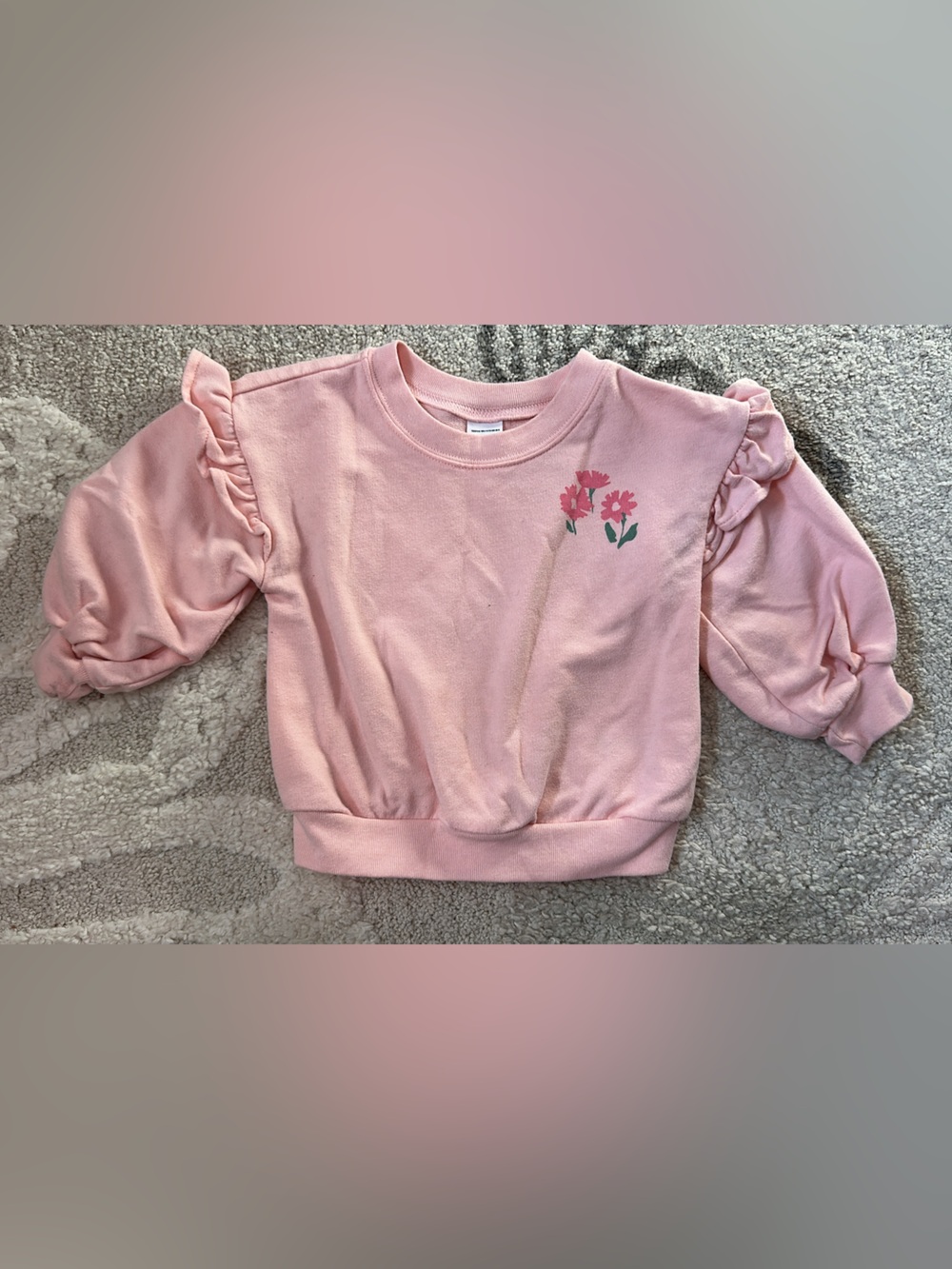 Girls 18 Month Carters Pink Ruffle Sleeve Floral Sweatshirt